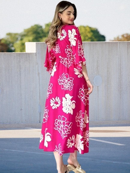 Pink Floral Maxi Dress for Women | Elegant Summer Wear