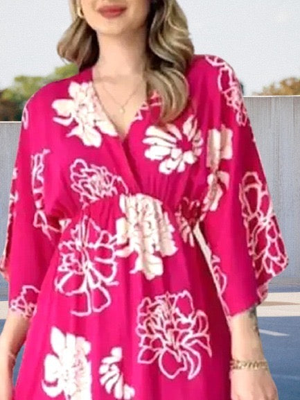 Pink Floral Maxi Dress for Women | Elegant Summer Wear