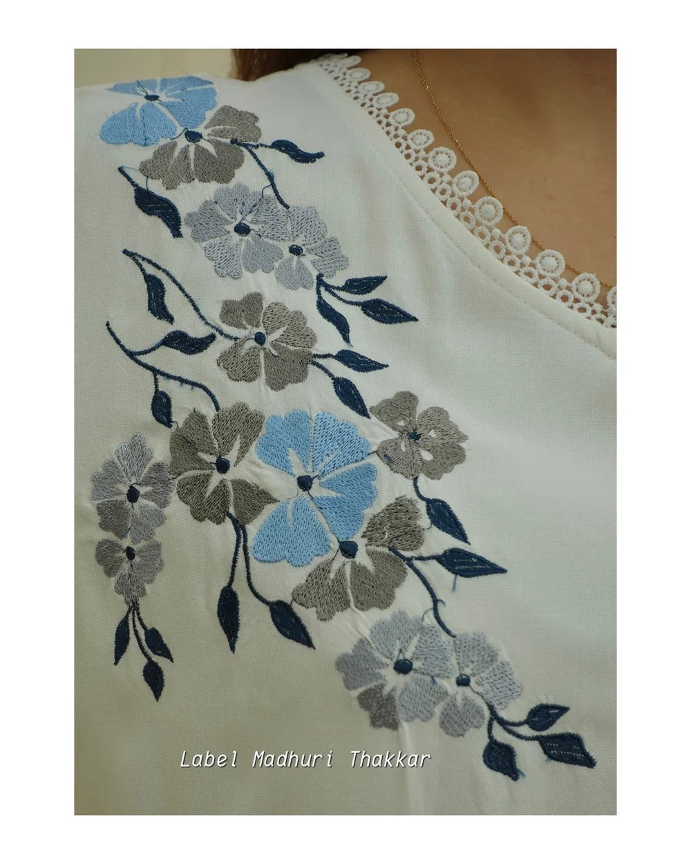 White Floral Embroidered Kurta for Women | Cotton Ethnic Wear